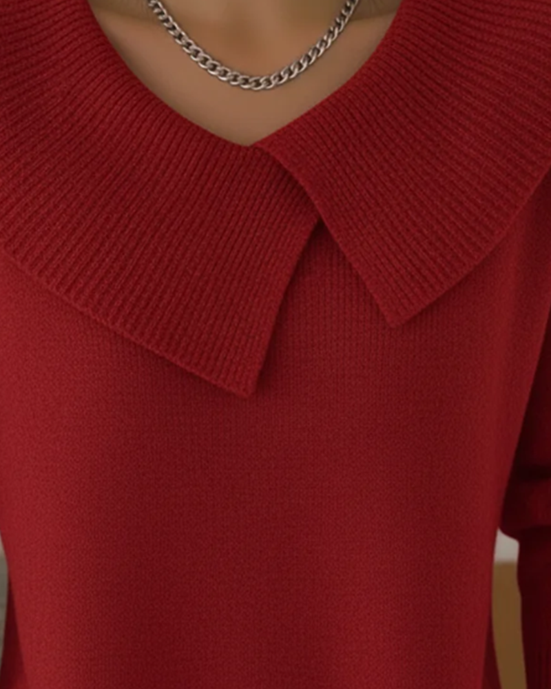 Solid Color Long Sleeve Baby Collar Sweater
