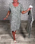 Casual Printed Dress with Round Neck