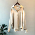 Taylor | Women’s Loose Fit Button Down Satin Blouses