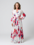 Lillian | Vestido Maxi Envolvente de Manga Larga Floral