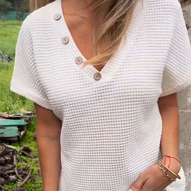 Lindse™ | Elegant Short Sleeve V-Neck Top