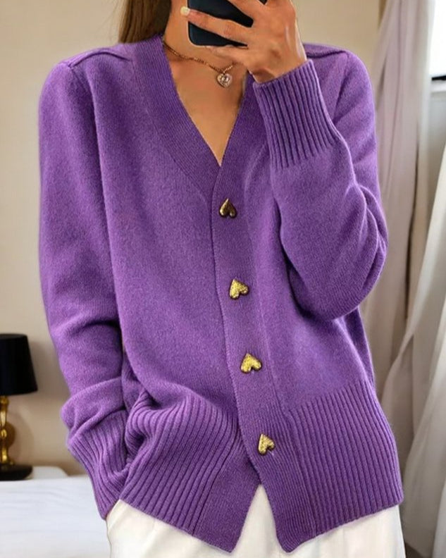 AETHRYNN – ELEGANT HEART BUTTON CARDIGAN
