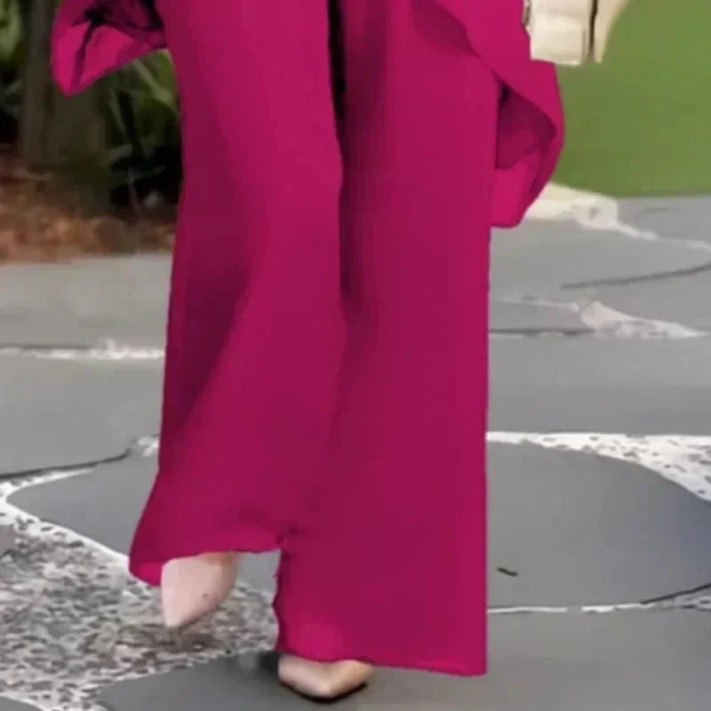 Suit with draped palazzo pant