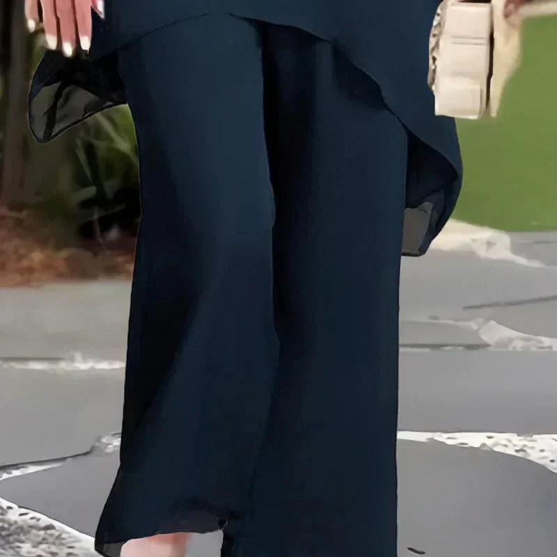 Suit with draped palazzo pant