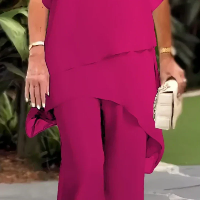 Suit with draped palazzo pant