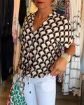 Audrey - Casual Top with Print and V-Neck