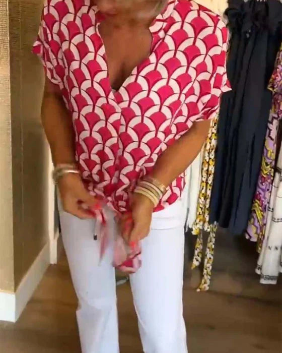 Audrey - Casual Top with Print and V-Neck
