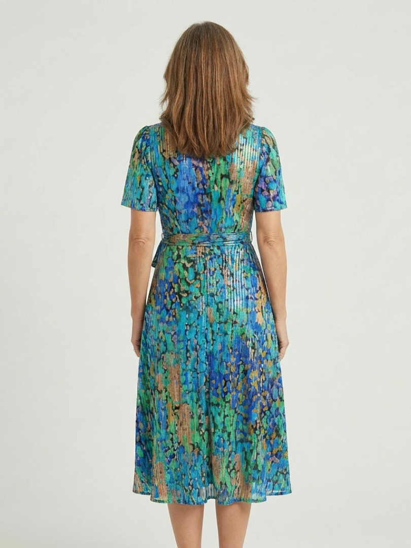 Zafrina | Vestido Midi de Patrón Abstracto